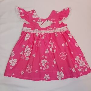 Vintage Pink & White Floral Maui Wrap Sundress.